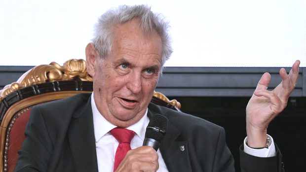 Prezident Miloš Zeman na Žofínském fóru uspořádaném 23. května 2018 v Praze na téma Občanská zodpovědnost.