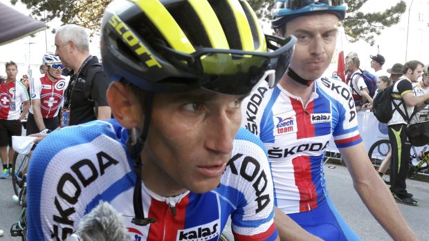 Český cyklista Roman Kreuziger v cíli závodu mistrovství světa