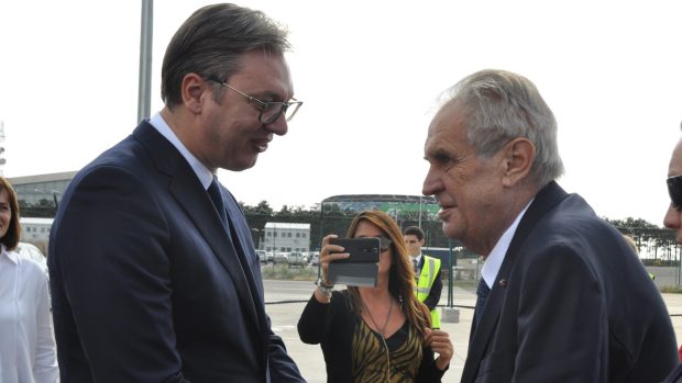 Miloš Zeman na návštěvě Srbska s tamním prezidentem Aleksandarem Vučićem