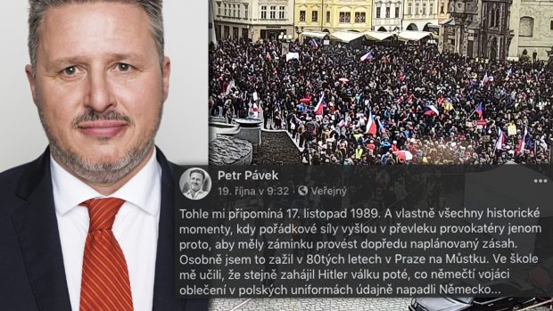 Poslanec Petr Pávek (za STAN) na svém facebooku napsal, že mu současná situace připomíná listopad 1989, když pořádkové síly pošlou provokatéry jenom proto, aby měly záminku provést dopředu naplánovaný zásah. Kde vzal takovou informaci? „To jsem viděl na některých videích,“ odpověděl v rozhovoru.