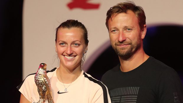 Petra Kvitová a Jiří Vaněk na turnaji v Dauhá