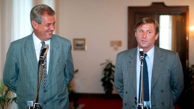 Miloš Zeman (vlevo) a Miroslav Grebeníček v roce 1998
