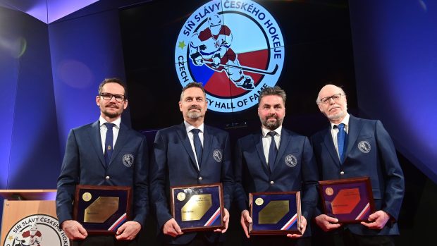 (zleva) Patrik Eliáš, Petr Bříza, David Moravec, Aleš Procházka