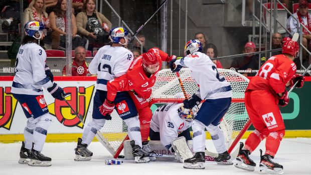 Hokejisté Třince v zápase Ligy mistrů proti německému celku EHC Red Bull Mnichov