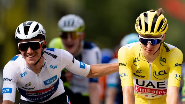 Remco Evenepoel a Tadej Pogacar na startu deváté etapy Tour de France 2024