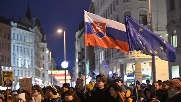 Protesty Slováků za proevropské směřování Slovenska v Brně