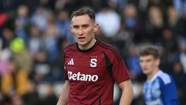 Autor gólu Jan Kuchta při zápasu v Olomouci
