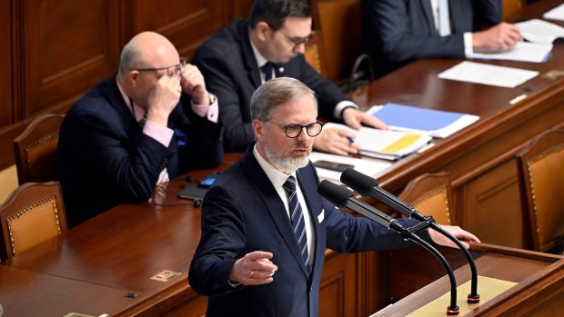 Petr Fiala během jednání o nedůvěře vládě