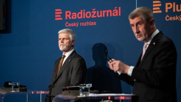 Andrej Babiš a Petr Pavel v debatě Českého rozhlasu