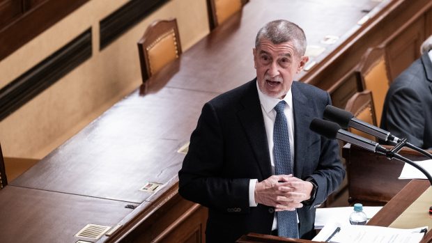 Andrej Babiš při jednání v Poslanecké sněmovně ČR