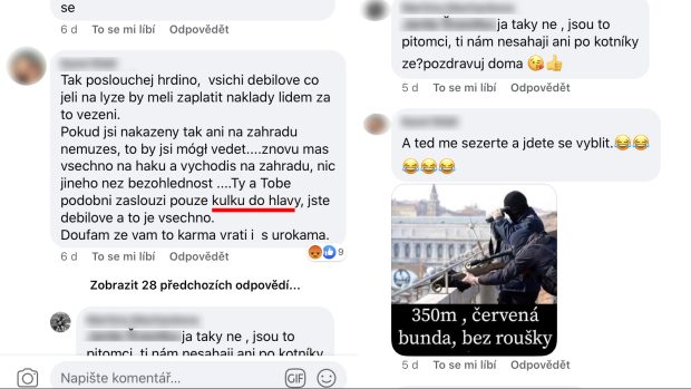 Komentář o kulce napsal na Facebook Karel E. A několikrát se k němu během debaty vracel, později přidal i obrázek snipera. Když ho Radiožurnál konfrontoval, za svým příspěvkem si stál. Redakci řekl, že komentář vyjadřuje pouze jeho názor a nikomu ho nevnucuje.