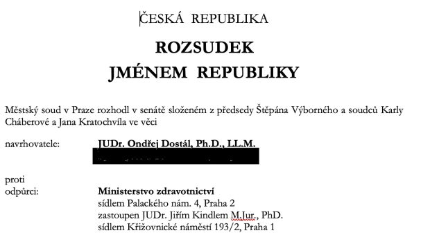 Pražský městský soud ve čtvrtek zrušil čtyři opatření ministerstva zdravotnictví