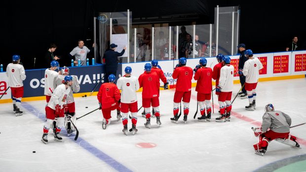 Rozbruslení české reprezentace před zápasem s Kanadou