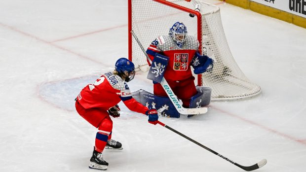 Zápas českých hokejistek proti Kanadě na mistrovství světa v Českých Budějovicích