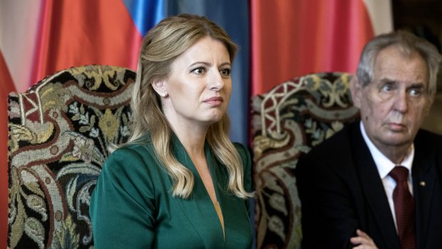 Slovenská prezidentka Zuzana Čaputová se na Hradě setkala s Milošem Zemanem