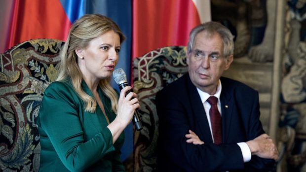 Slovenská prezidentka Zuzana Čaputová se na Hradě setkala s Milošem Zemanem