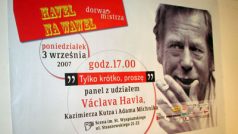 Plakát na prezentaci knihy Václava Havla v Krakově