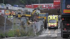 Rozestavěný tunel Blanka, který se propadl v ulici Patočkova.