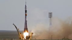 Start Sojuzu z kosmodromu Bajkonur