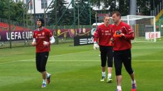 Čech, Drobný, Laštůvka - brankářská část tréninku české reprezentace