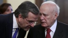 Řecký ministr Antonis Samaras s prezidentem Karolosem Papouliasem