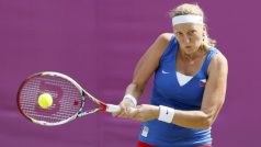 Tenistka Petra Kvitová při vítězném duelu s Italkou Pennetaovou