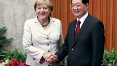 Německá kancléřka Angela Merkelová a čínský prezident Chu Ťin-tao