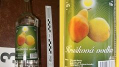 Podezřelé, neokolkované láhve hruškové vodky