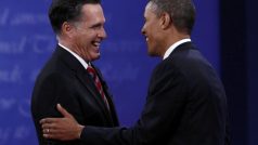 Republikánský kandidát Mitt Romney a prezident USA Barack Obama