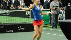 Lucie Šafářová a její vítězný taneček po finále Fed Cupu