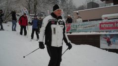 Václav Klaus lyžuje na Monínci, zima 2013
