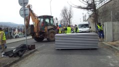 Stavba protipovodňových zábran v Děčíně