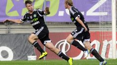 Příbramský Tomáš Wagner se raduje z gólu do sítě Slavie