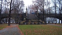 Střelecký ostrov, schodiště z mostu Legií