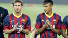 Lionel Messi (vlevo) a Neymar v barcelonském dresu