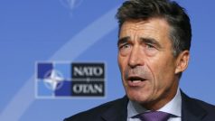 Generální tajemník NATO Anders Fogh Rasmussen během konference v Bruselu, kde se vyjádřil o postoji Severoatlantické aliance ke konfliktu v Sýrii