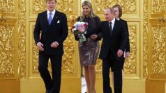 Nizozemský král Vilém  Alexander s chotí u ruského prezidenta Vladimira Putina v Moskvě