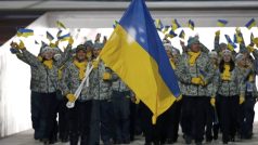 Ukrajinská výprava při zahajovacím ceremoniálu olympijských her v Soči