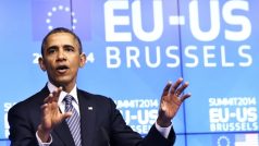 Barack Obama vystoupil v Bruselu po jednání s představiteli EU