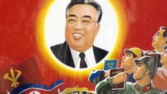 Propagační plakát s portrétem Kim Čong-ila