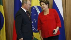 Brazilská prezidentka Dilma Rousseffová se svým ruským protějškem Vladimirem Putinem