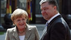 Německá kancléřka Angela Merkelová a ukrajinský prezident Petro Porošenko
