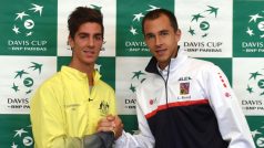 Utkání Davis Cupu ČR - Austrálie rozehraje Thanasi Kokkinakis (vlevo) a Lukáš Rosol