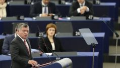 Jordánský král Abdalláh při svém vystoupení před europoslanci ve Štrasburku