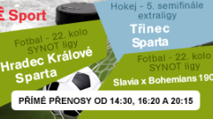 Sobotní fotbal a hokej