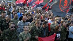 Demonstrace Pravého sektoru v ukrajinském Kyjevě