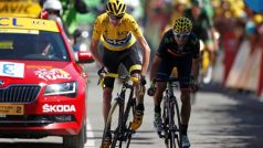 Chris Froome na vrcholu Alpe d&#039;Huez