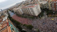 Na demonstraci za nezávislost Katalánska přijelo do Barcelony milion a půl lidí