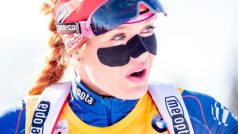 Gabriela Soukalová při závodech v Presque Isle