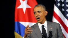 Projev Baracka Obamy ke Kubáncům v havanském Velkém divadle